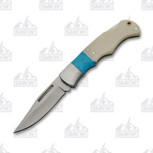 Blue Baby Folding Knife Bone Folding Knife 2.37in Satin Clip Point 211449BO