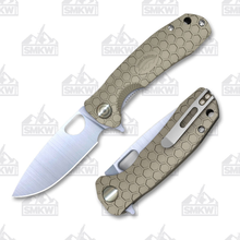 Honey Badger Knives Large Drop Point Knife Tan FRN 3.63in Satin Blade HB1002