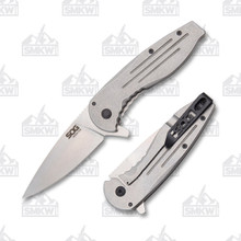 SOG Aegis FLK Folding Knife Silver 3.4 Inch Plain Satin Clip Point SOG1441