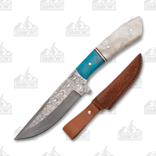Szco Ice Breaker Hunter Turquoise and Pearl 4 Inch Plain Drop Point