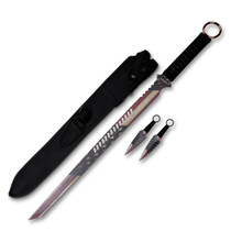 American Flag Ninja Sword with Throwing Daggers