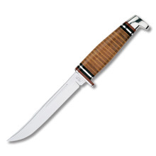 Case XX Knives Utility Hunter Fixed Blade Knife 5in Plain Stacked Leather