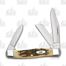 Case Amber Bone Carbon Square Bolster Medium Stockman Folding Knife CA6332
