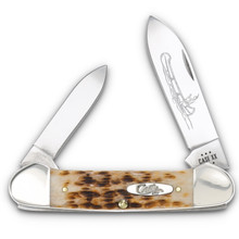 Case XX Canoe Folding Knife Carbon Steel/Amber Jigged Bone Canoe CA6213