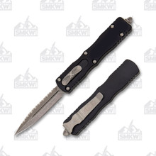 Microtech Dirac OTF Apocalyptic D/E Fully Serrated Dagger Automatic Standard Black Knife AUMT22512AP