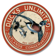 Round Ducks Unlimited Advertisement Tin Sign