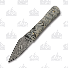 Marbled Black &amp; White Pig Sticker Fixed Blade Knife