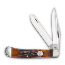 Bear & Son 4.125 Inch Red Stag Bone Large Trapper Folding Knife BRCRSB54