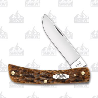 Case Amber Bone Carbon Steel Sod Buster Jr Folding Knife - Smoky 