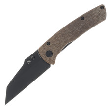 Kansept Knives Main Street Folding Knife Brown Micarta 3.36in Black Blade T1015A4