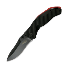 Bear &amp; Son Bear Edge Sideliner Assisted Knife 3.5&quot; Black 440 Drop Point Red/Black