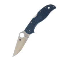 Spyderco Stretch 2 Lightweight Blue folding Knife 3.48in Plain Satin Blade SPC90FP2K390
