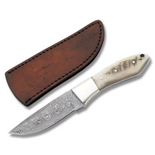 SZCO Supplies Ram Clip Point Hunter 3.62in Damascus Fixed Blade DM1050RM
