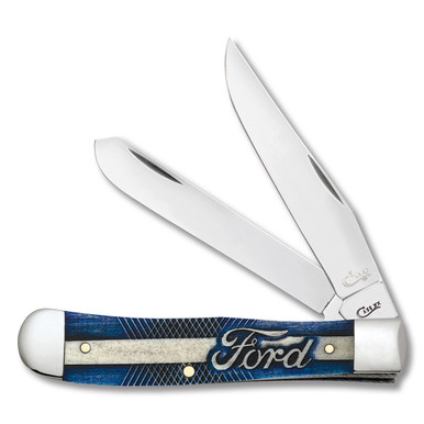 Case XX Ford Tough Blue Natural Bone Trapper Folding Knife CA14323