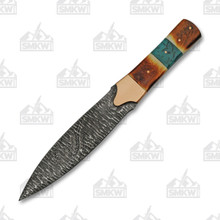 SZCO Supplies Damascus Flint Bone Spear Fixed Blade 12in Overall DM1270