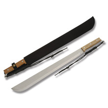 SZCO Supplies Lanyard Machete 26.75in Wood Handle Fixed Satin Blade 926820