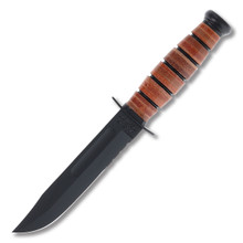 KA-BAR Short Fighting Fixed Knife Leather 5.25in 1095 Cro-Van Carbon Clip Point KA1261