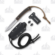 CRKT Biwa Fixed Blade Knife Brown and Black G10 3.02in Satin Drop Point CR2382