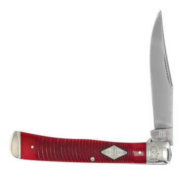 Rough Ryder Red Sawcut Bone Bolster Lock Trapper Folding Knife