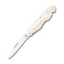 Novelty Knife Company Sculpted Brass Indian Folding Pen Knife 2-3/8 Closed  - KnifeCenter - NV234 - Discontinued