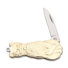 Novelty Knife Company Sculpted Brass Indian Folding Pen Knife 2-3/8 Closed  - KnifeCenter - NV234 - Discontinued