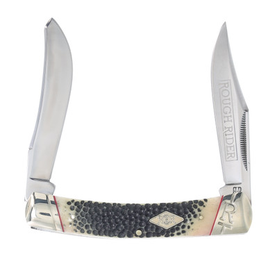 Rough Ryder Large Moose Folding Knife Buckshot Bone
