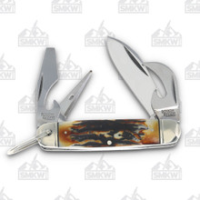 Rough Ryder Classic Cinnamon Bone Stag Kamp King Folding Knife RR2424