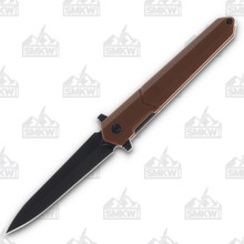 Rough Ryder Brown G-10 Folding Knife Black Dagger Blade