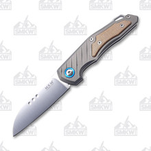 MKM Knives Anso Root Folding Knife Titanium Micarta 2.8in Satin Blade MKRTNCT