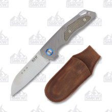 MKM Knives Anso Root Folding Knife Titanium Green Micarta 2.8in Satin Blade MKRTGCT