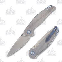 MKM Knives Goccia Folding Knife Sandblasted 3D Titanium 3.35in Drop Point MKMMKGCT