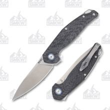 MKM Knives Goccia Folding Knife 3D Carbon Fiber 3.35in Plain Drop Point MKMMKGCCF
