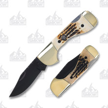 Frost Silverhorse Stoneworks Jigged Stag Bone Choctaw Lockback Folding Knife FRSHS105BT