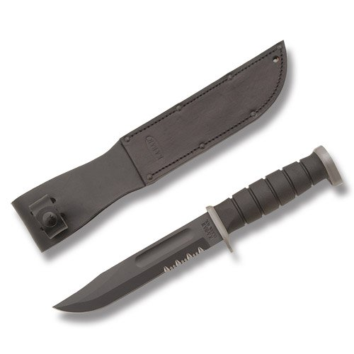 KA-BAR D2 Extreme Fixed Blade Knife Kraton G Black 7in Part Serr Clip Point