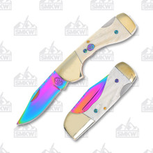 Frost Silverhorse Stoneworks Jigged Bone Rainbow Choctaw Folding Knife FRSHS105RB