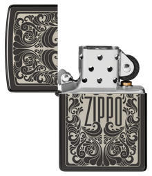 Zippo High Polished Black Laser Engraved Zippo Lighter