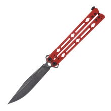 Kershaw Lucha Folding Knife 3.6in Plain Edge Red Steel Black Stonewash