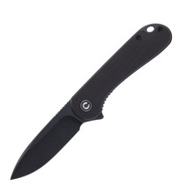 CIVIVI Elementum Ebony 2.96 Inch Plain Black Stonewash Drop Point WKCC907W