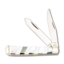 Rough Ryder Black and White Pearl Trapper Folding Knife RR757