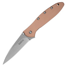 Kershaw Leek Copper Folding Knife 3in Stonewash Wharncliffe Blade KS1660CU