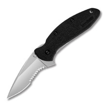 Kershaw Scallion Folding Knife Black GFN 2.4in Part Serrated Blade KS1620ST