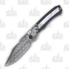 Heretic Wraith Out-the-Side Automatic Knife (Vegas Forge Damascus  Black Dunes FatCarbon  Mother of Pearl)