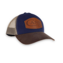Case XX Logo Hat Leather Patch Hat Navy Tan Brown Mens