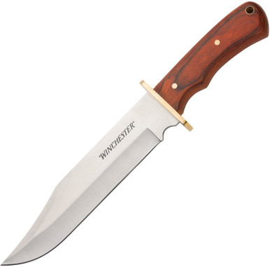 Winchester Wood Handle Bowie Fixed 8.75In. Satin Stainless Winchester Wood Handle Bowie Fixed 8.75In. Satin Stainless