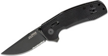 SOG Tac XR Folding Knife 3.39in Black Partially Serrated Clip Point