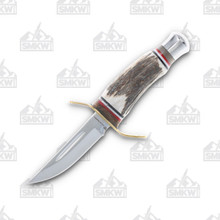 Hen &amp; Rooster Stag Slim Drop Point/Leather Sheath