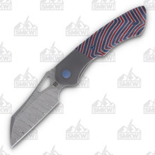 Olamic Whippersnapper BL Folding Knife Damasteel Red and Blue G-Carta Wharncliffe