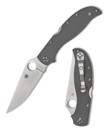 Spyderco Stretch 2 XL Folding Knife Gray 3.99in Satin Plain Blade SPC258GPGYCW