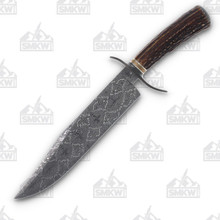 Aaron Wilburn Custom Sambar Stag Damascus Bowie Knife