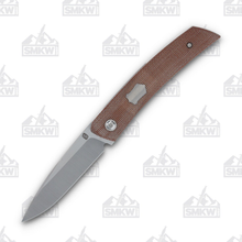 Jared Oeser F22 KickStop Folding Knife Satin M390 Brown Micarta